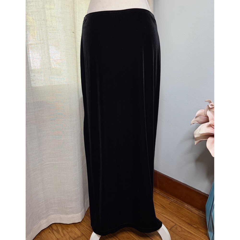 Vintage Y2K Ronni Nicole Black Velvet  Maxi Skirt Stretch Side Slit‎ Size Medium